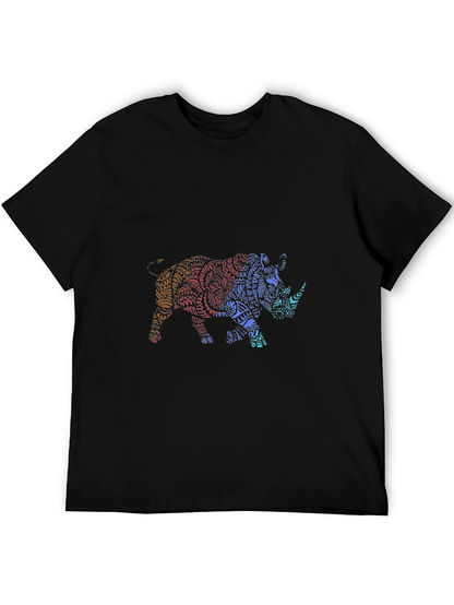 Stylish Rhino Graphic Tee - Mens Black T-Shirt