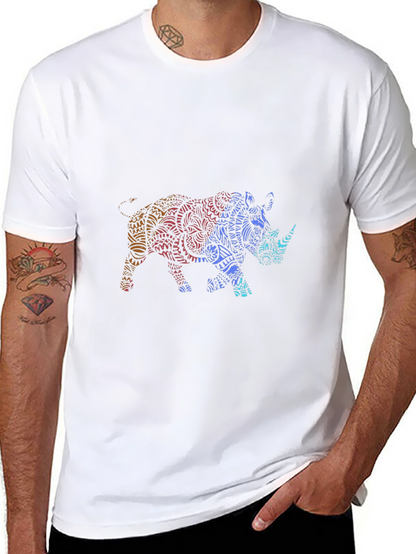 Stylish Rhino Graphic Tee - Mens Black T-Shirt