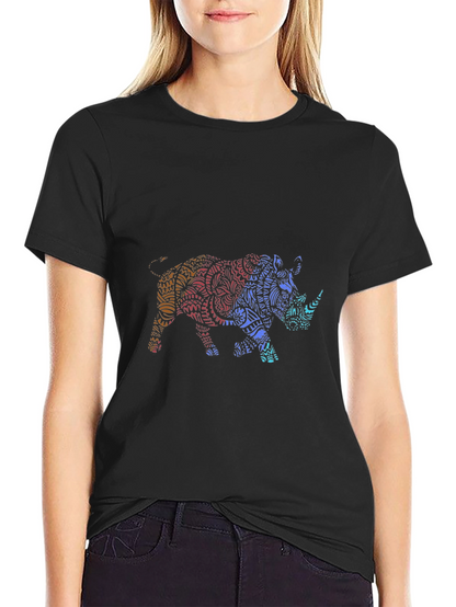 Stylish Rhino Graphic Tee - Mens Black T-Shirt