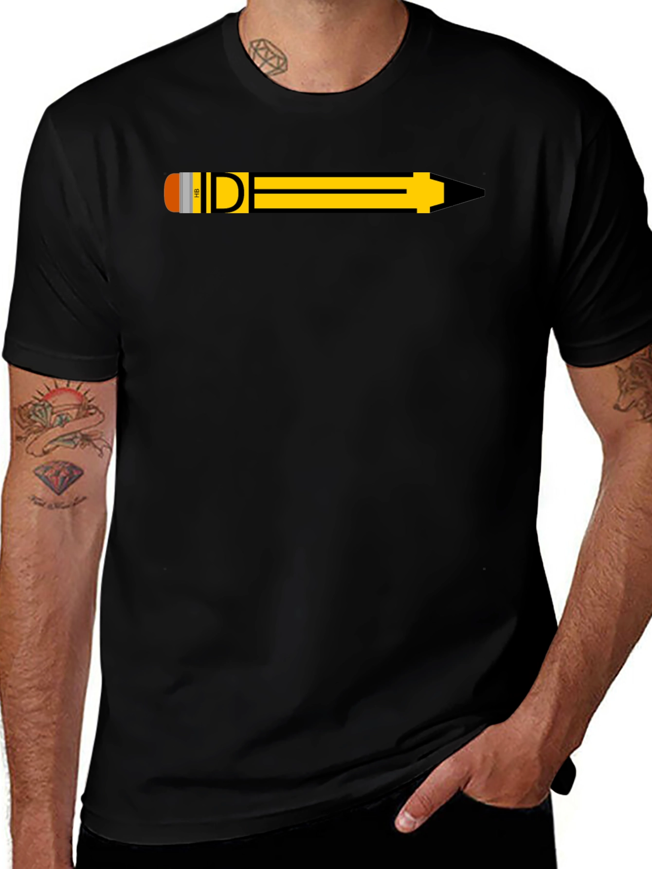 Pencil Graphic Black T-Shirt - Creative Design