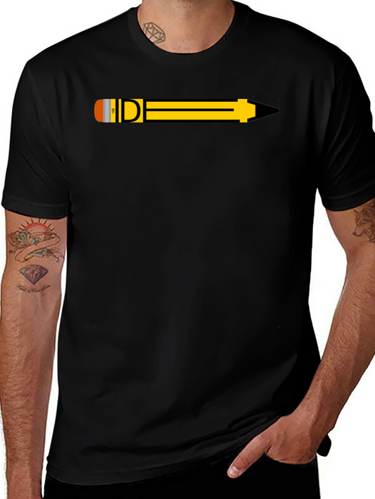 Pencil Graphic Black T-Shirt - Creative Design