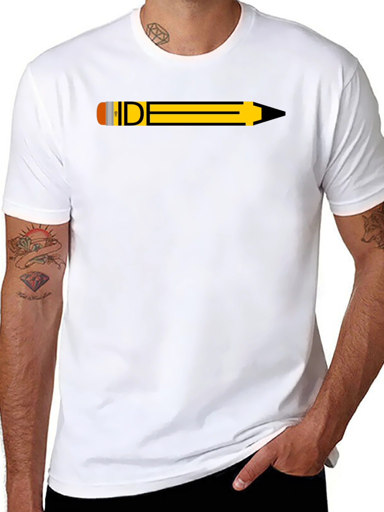 Pencil Graphic Black T-Shirt - Creative Design