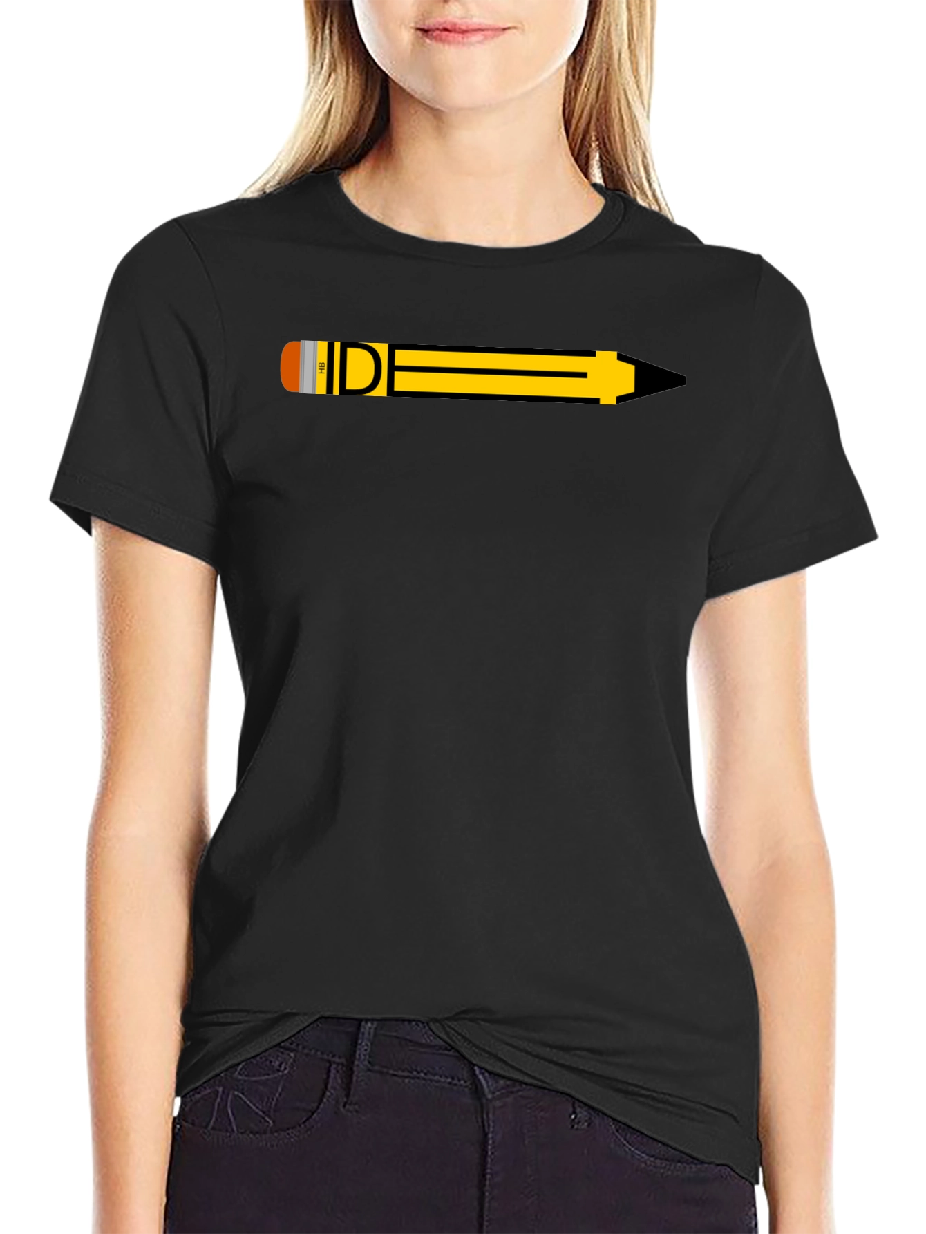 Pencil Graphic Black T-Shirt - Creative Design