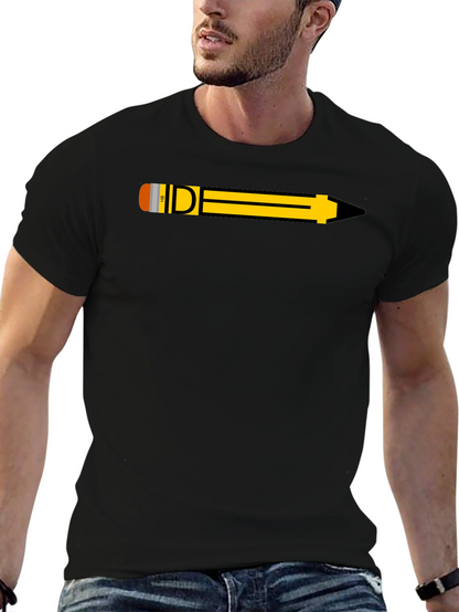 Pencil Graphic Black T-Shirt - Creative Design