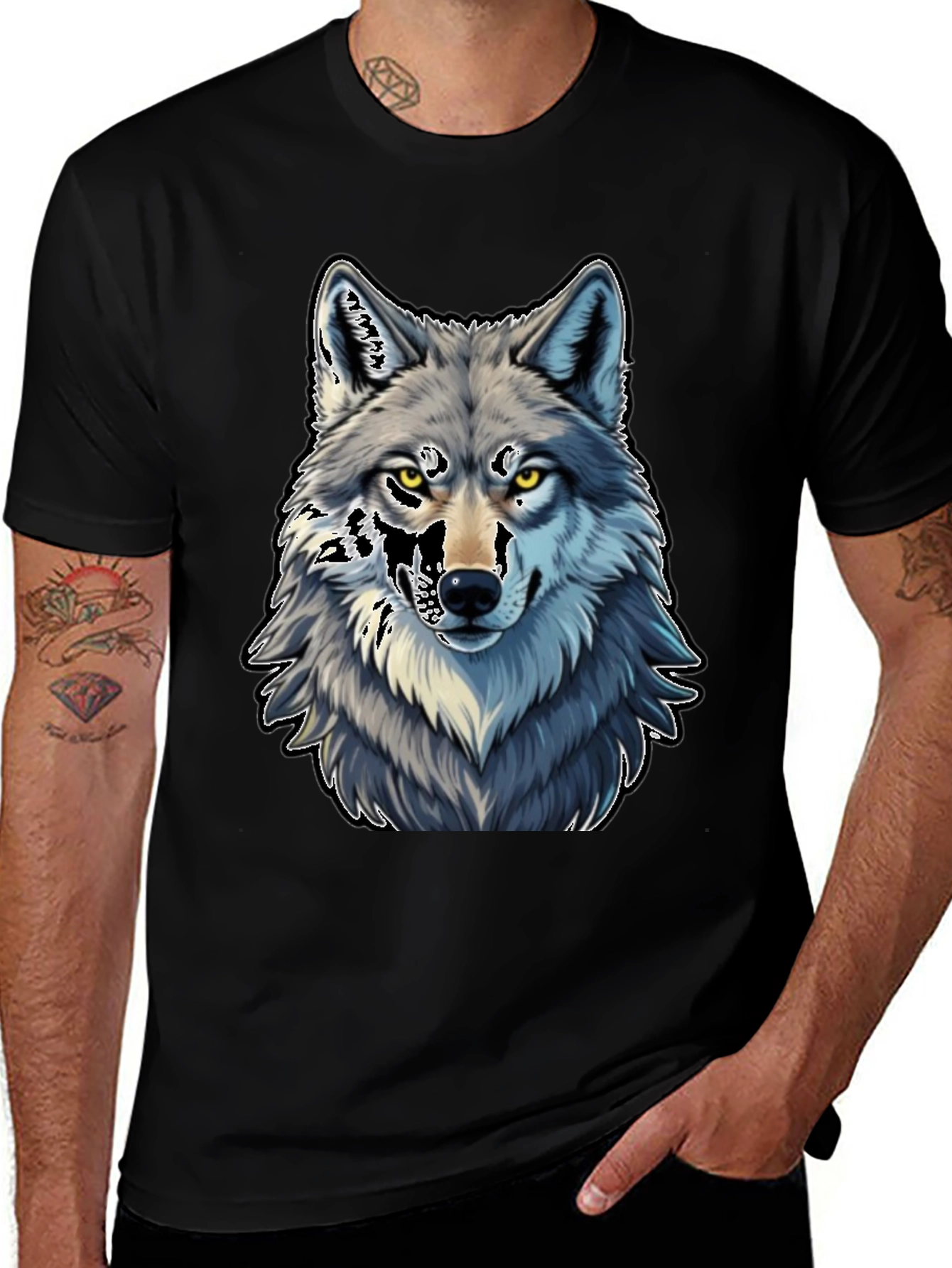 Wolf Graphic Tee - Black Cotton Blend