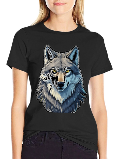 Wolf Graphic Tee - Black Cotton Blend
