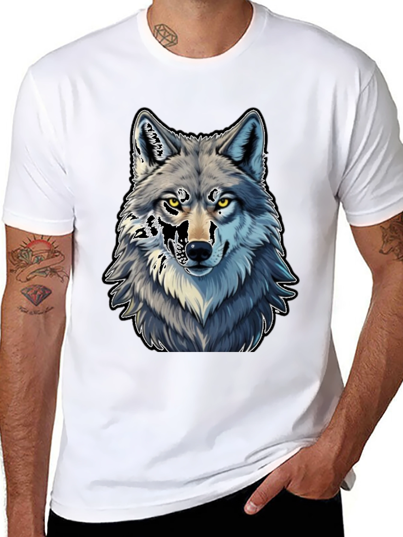 Wolf Graphic Tee - Black Cotton Blend