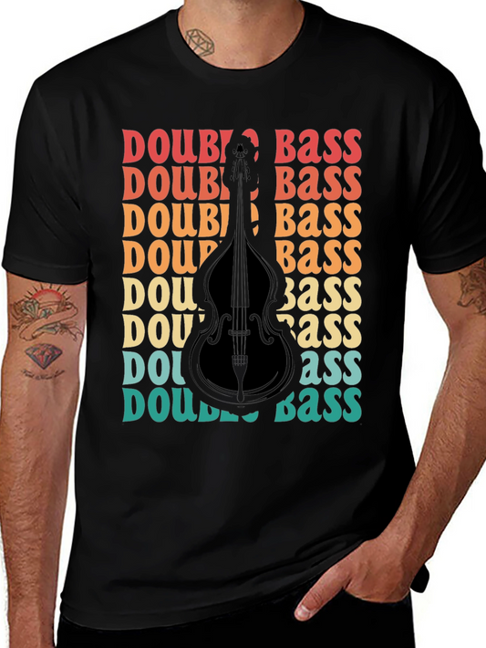 Double Bass Graphic T-Shirt Retro Style Musician Tee