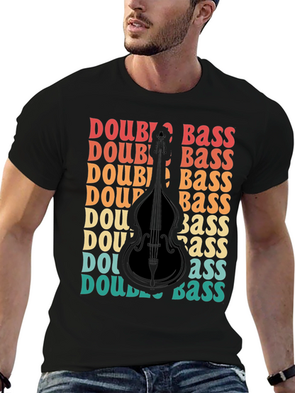 Double Bass Graphic T-Shirt Retro Style Musician Tee