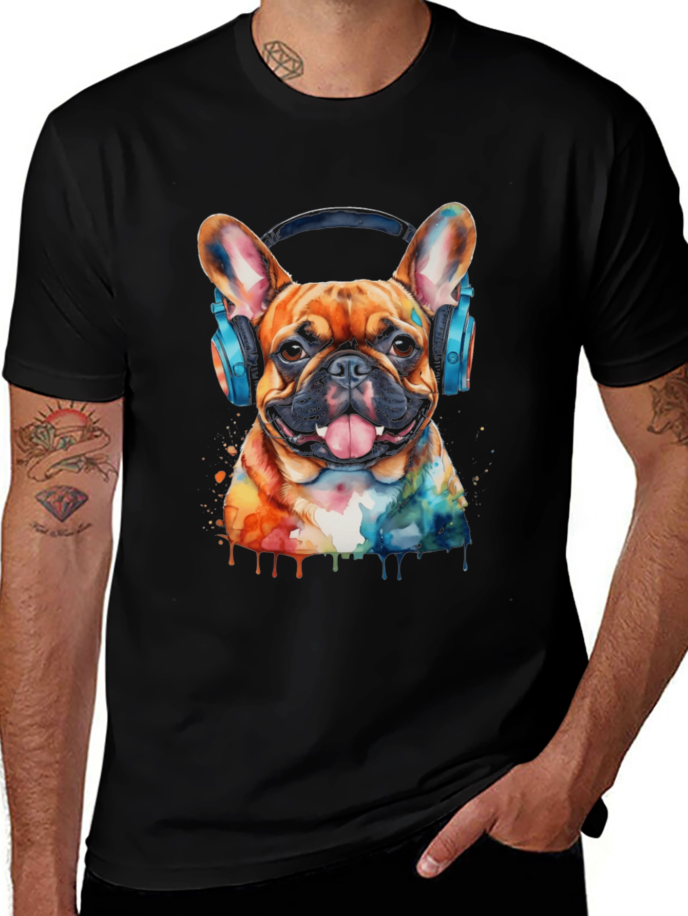 Dog with Headphones Graphic Tee - Cool & Trendy