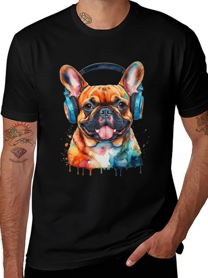 Dog with Headphones Graphic Tee - Cool & Trendy
