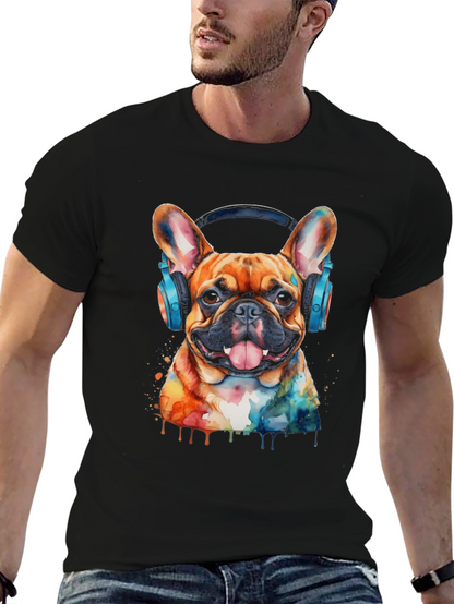 Dog with Headphones Graphic Tee - Cool & Trendy