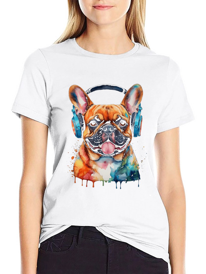 Dog with Headphones Graphic Tee - Cool & Trendy