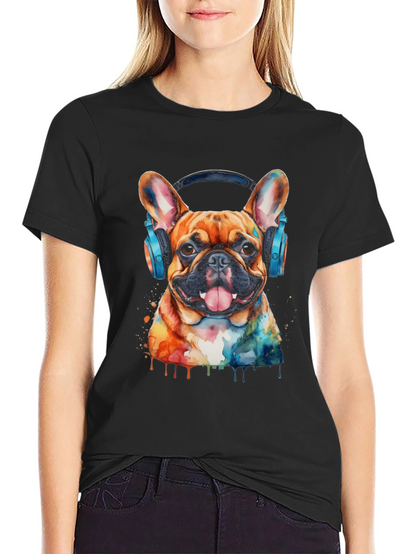 Dog with Headphones Graphic Tee - Cool & Trendy