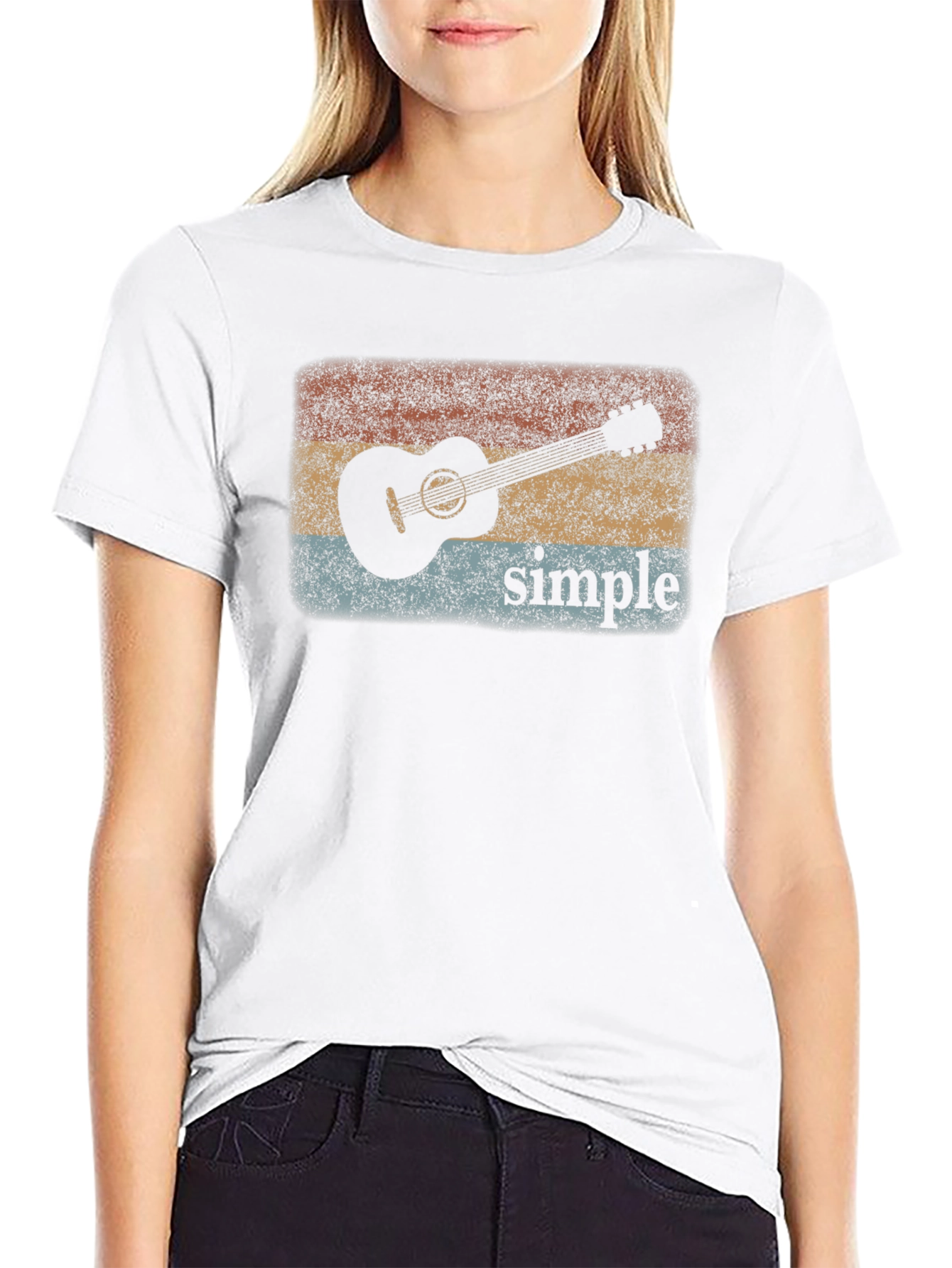 Retro Guitar Simple Graphic Tee