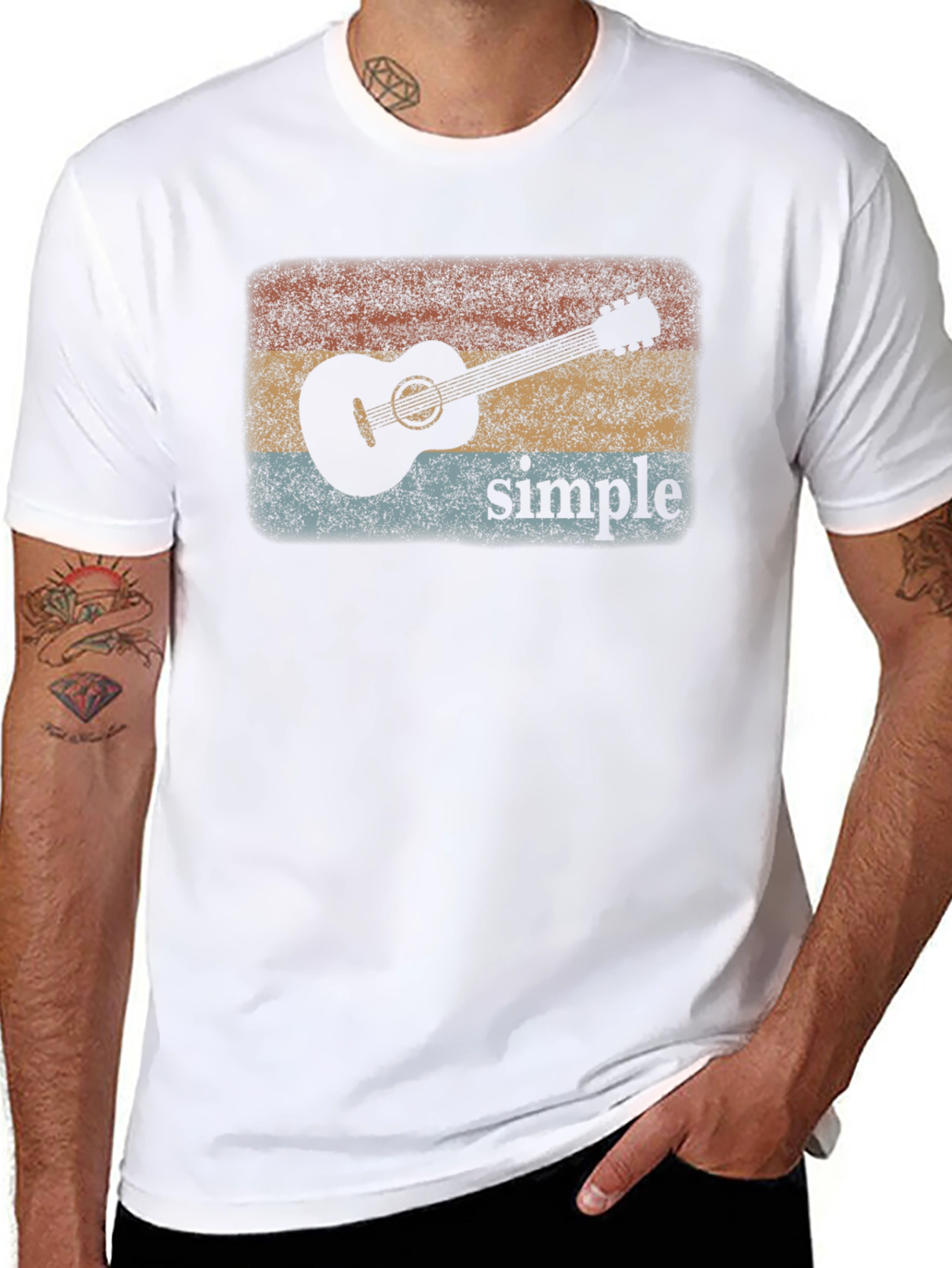 Retro Guitar Simple Graphic Tee