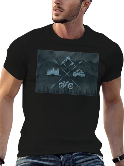 Outdoor Adventure Graphic T-Shirt - Mountain Bike Camping