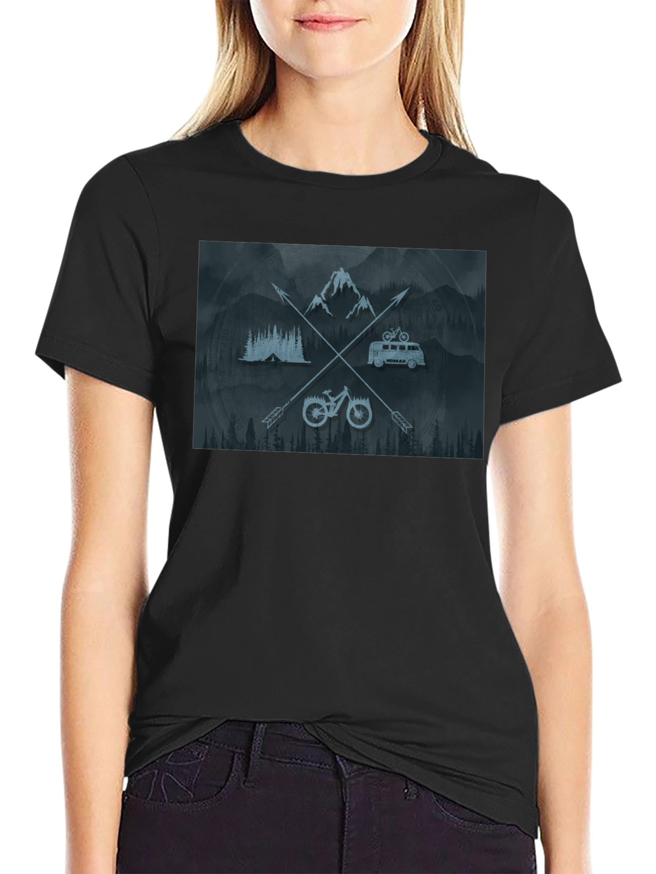 Outdoor Adventure Graphic T-Shirt - Mountain Bike Camping