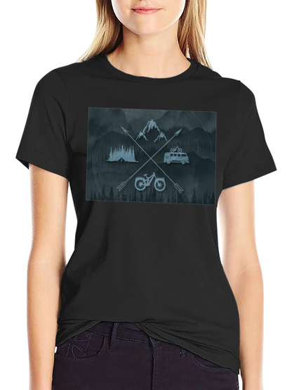 Outdoor Adventure Graphic T-Shirt - Mountain Bike Camping