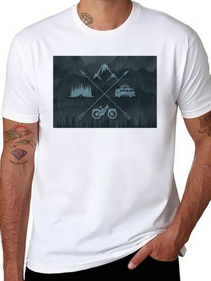 Outdoor Adventure Graphic T-Shirt - Mountain Bike Camping