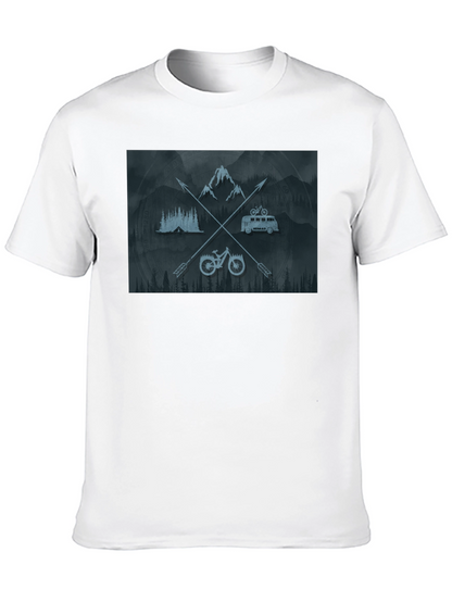 Outdoor Adventure Graphic T-Shirt - Mountain Bike Camping