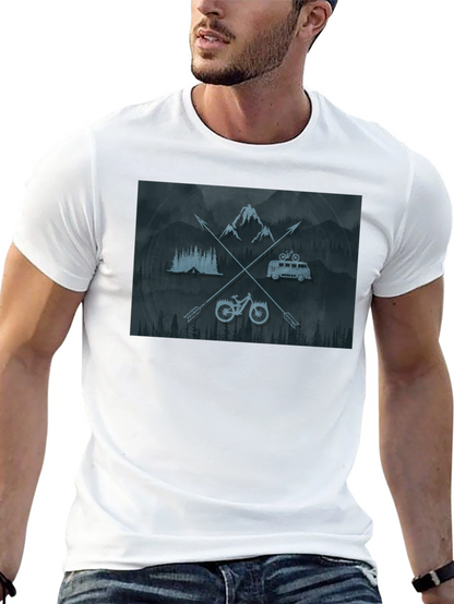 Outdoor Adventure Graphic T-Shirt - Mountain Bike Camping