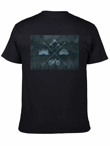 Outdoor Adventure Graphic T-Shirt - Mountain Bike Camping