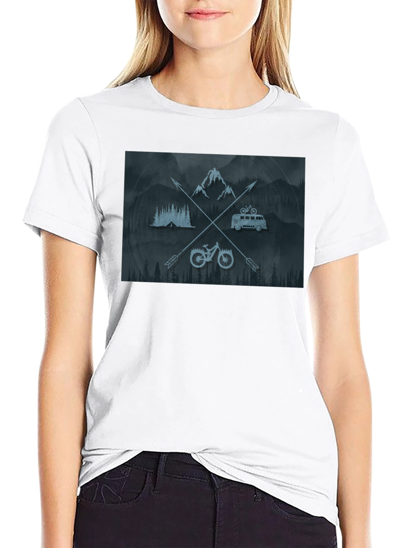 Outdoor Adventure Graphic T-Shirt - Mountain Bike Camping