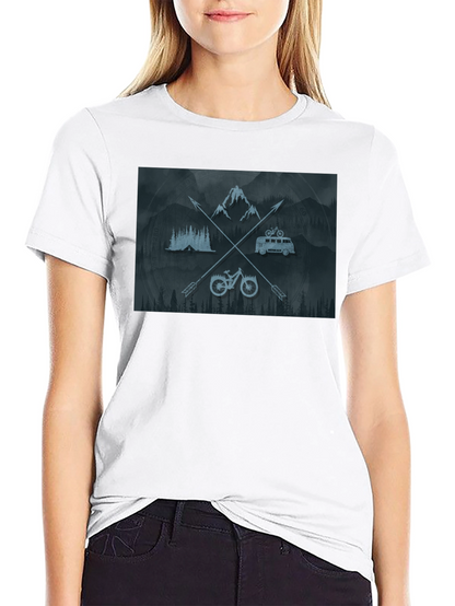 Outdoor Adventure Graphic T-Shirt - Mountain Bike Camping