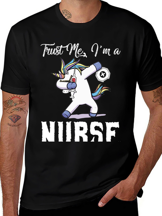 Trust Me Im a Nurse Unicorn Black Graphic Tee