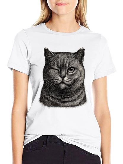 Winking Cat Graphic Tee - Mens Black T-Shirt