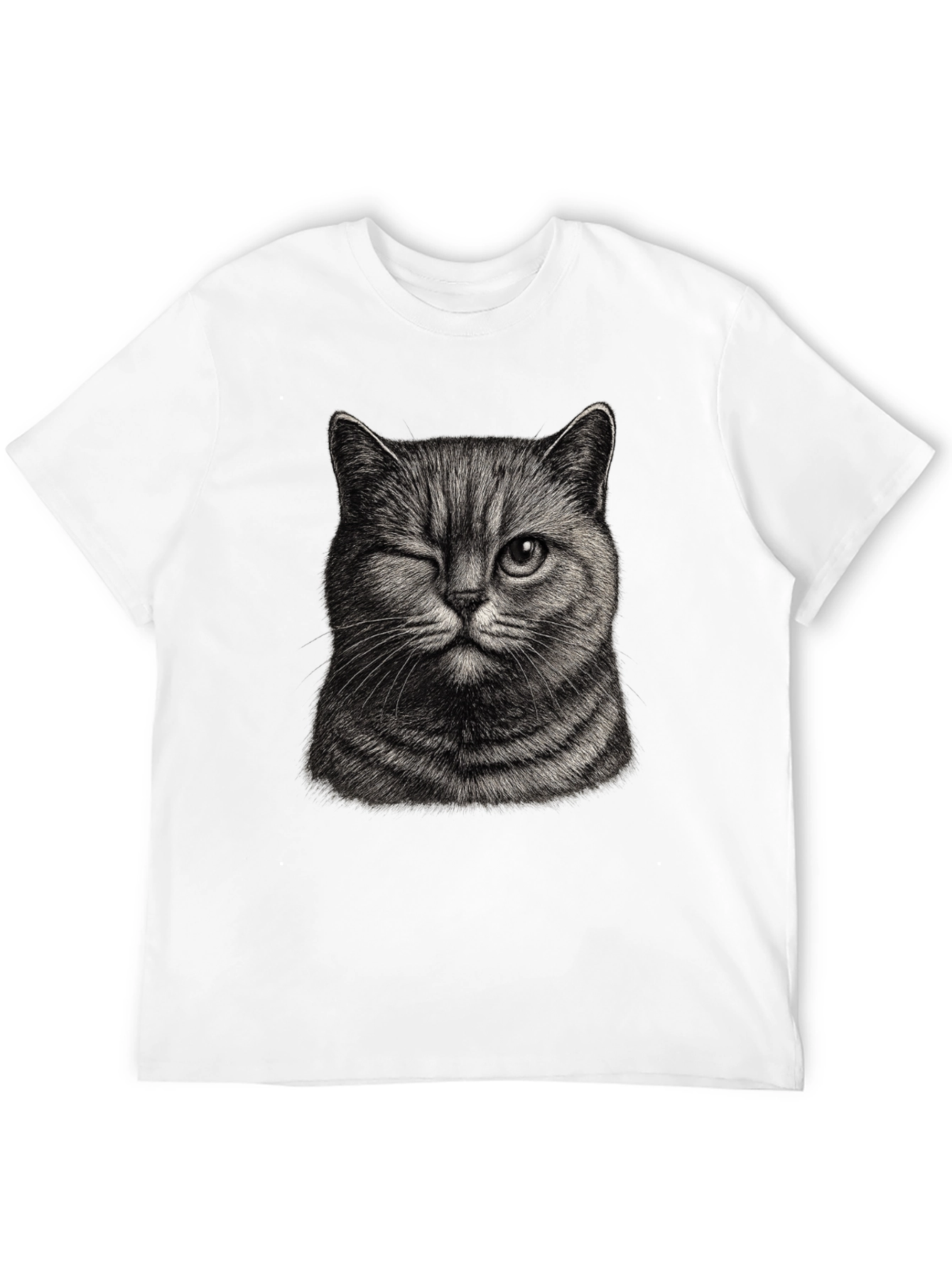 Winking Cat Graphic Tee - Mens Black T-Shirt