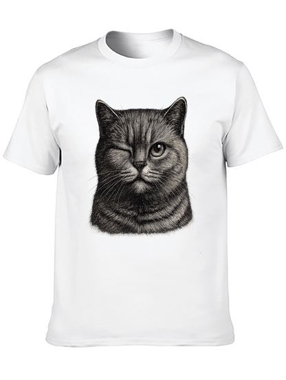 Winking Cat Graphic Tee - Mens Black T-Shirt