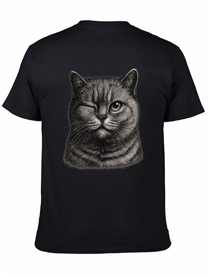 Winking Cat Graphic Tee - Mens Black T-Shirt