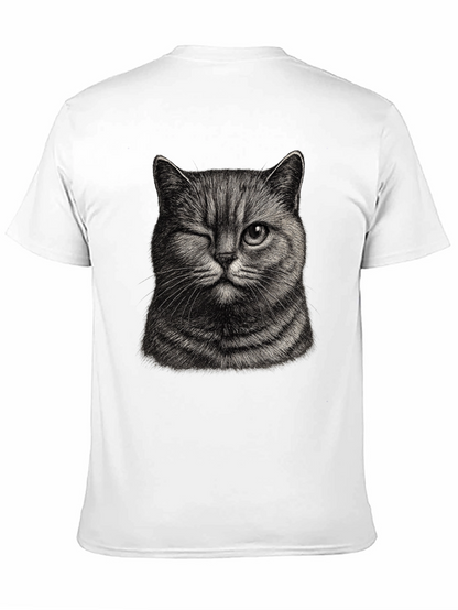 Winking Cat Graphic Tee - Mens Black T-Shirt