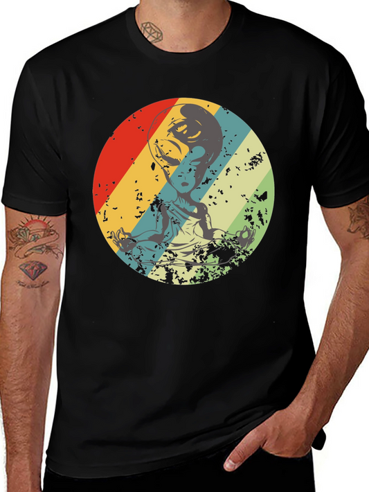 Retro Alien Meditation T-Shirt - Sci-Fi Yoga Tee