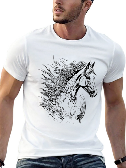 Black Horse Graphic Tee - Mens Fashion