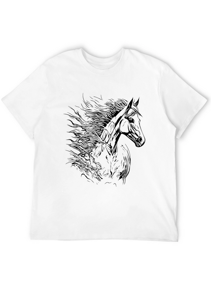 Black Horse Graphic Tee - Mens Fashion