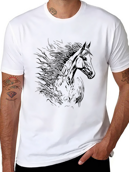Black Horse Graphic Tee - Mens Fashion