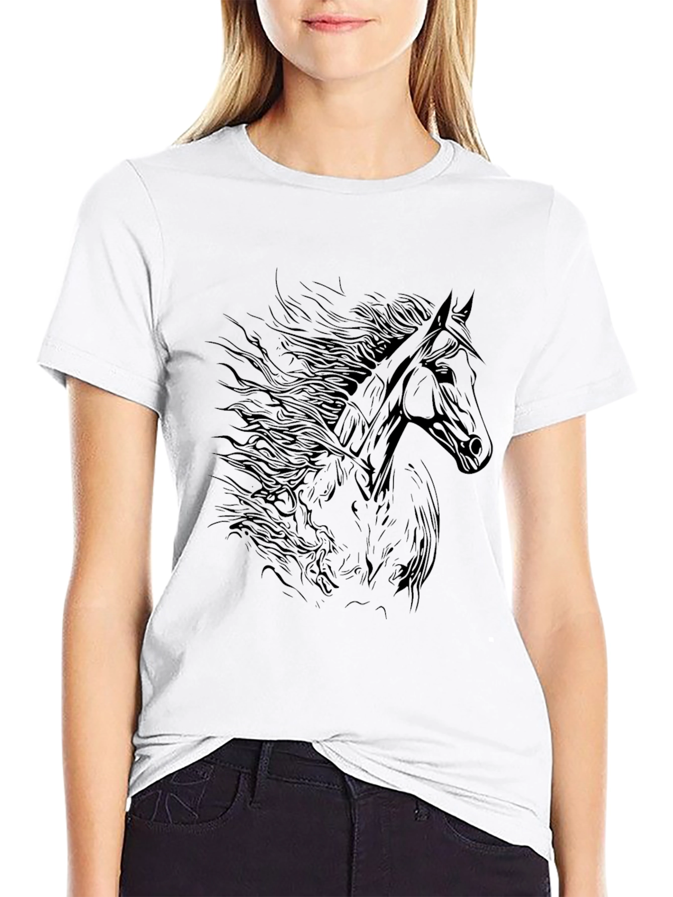 Black Horse Graphic Tee - Mens Fashion