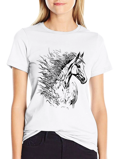 Black Horse Graphic Tee - Mens Fashion
