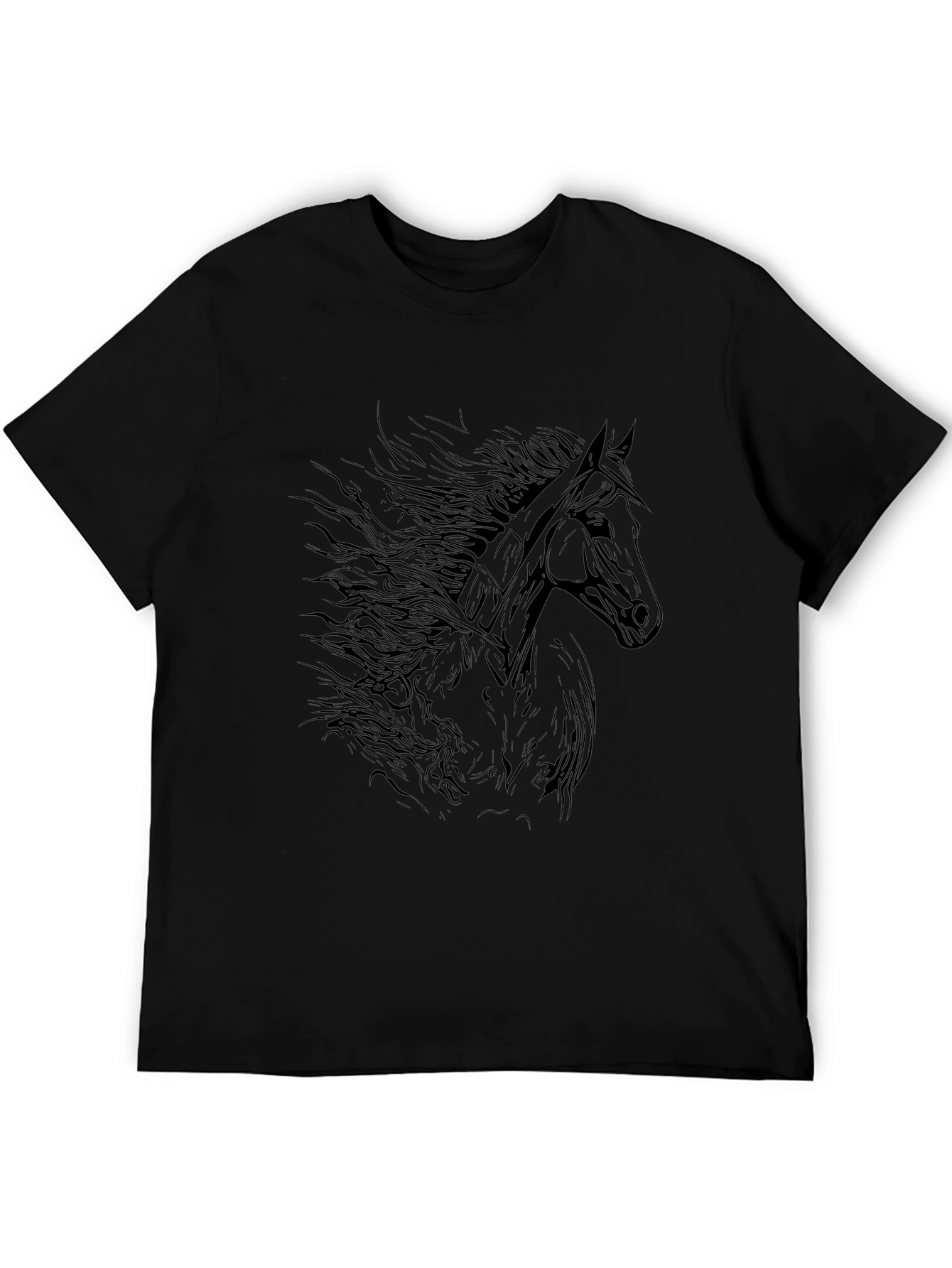 Black Horse Graphic Tee - Mens Fashion