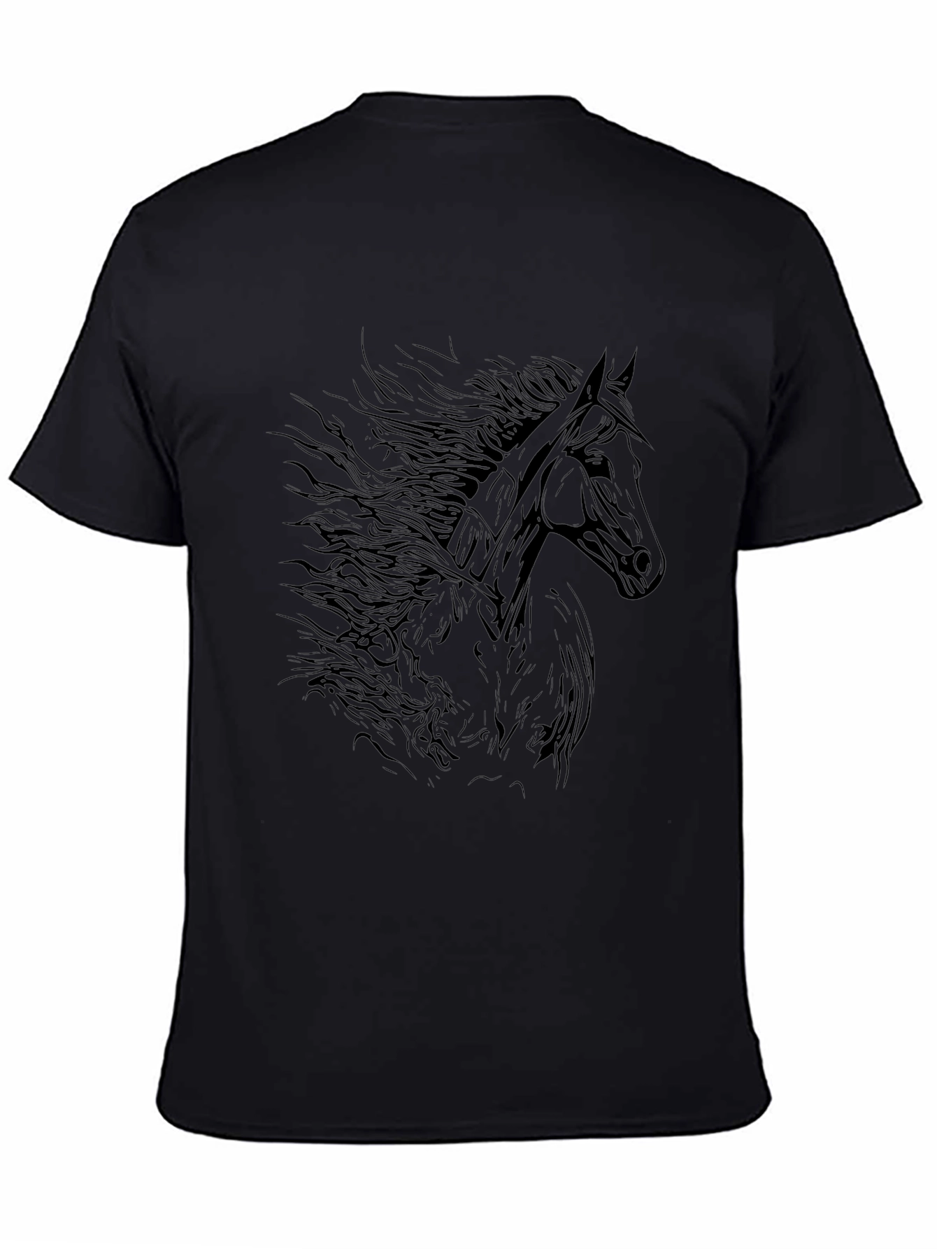 Black Horse Graphic Tee - Mens Fashion