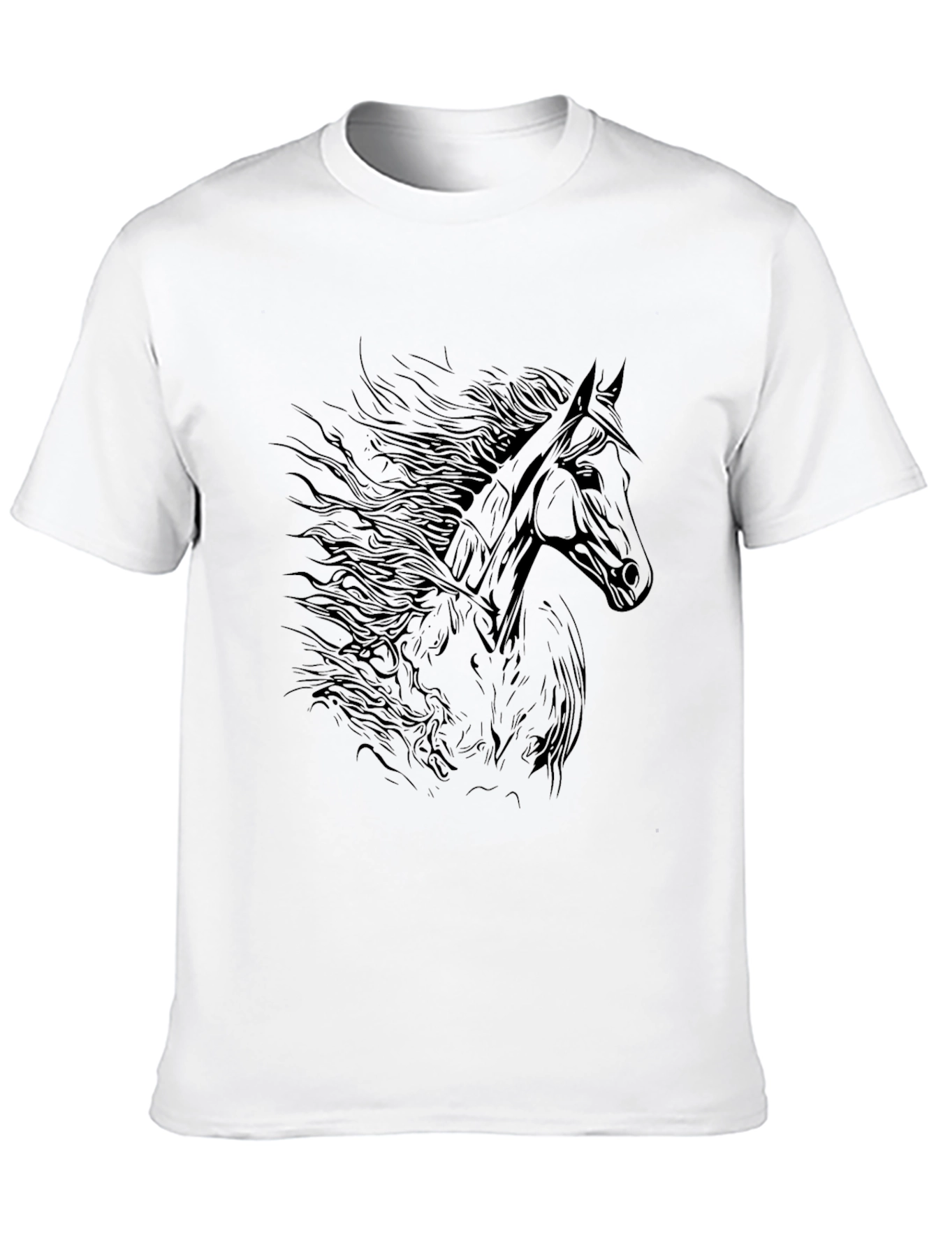 Black Horse Graphic Tee - Mens Fashion
