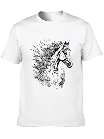Black Horse Graphic Tee - Mens Fashion