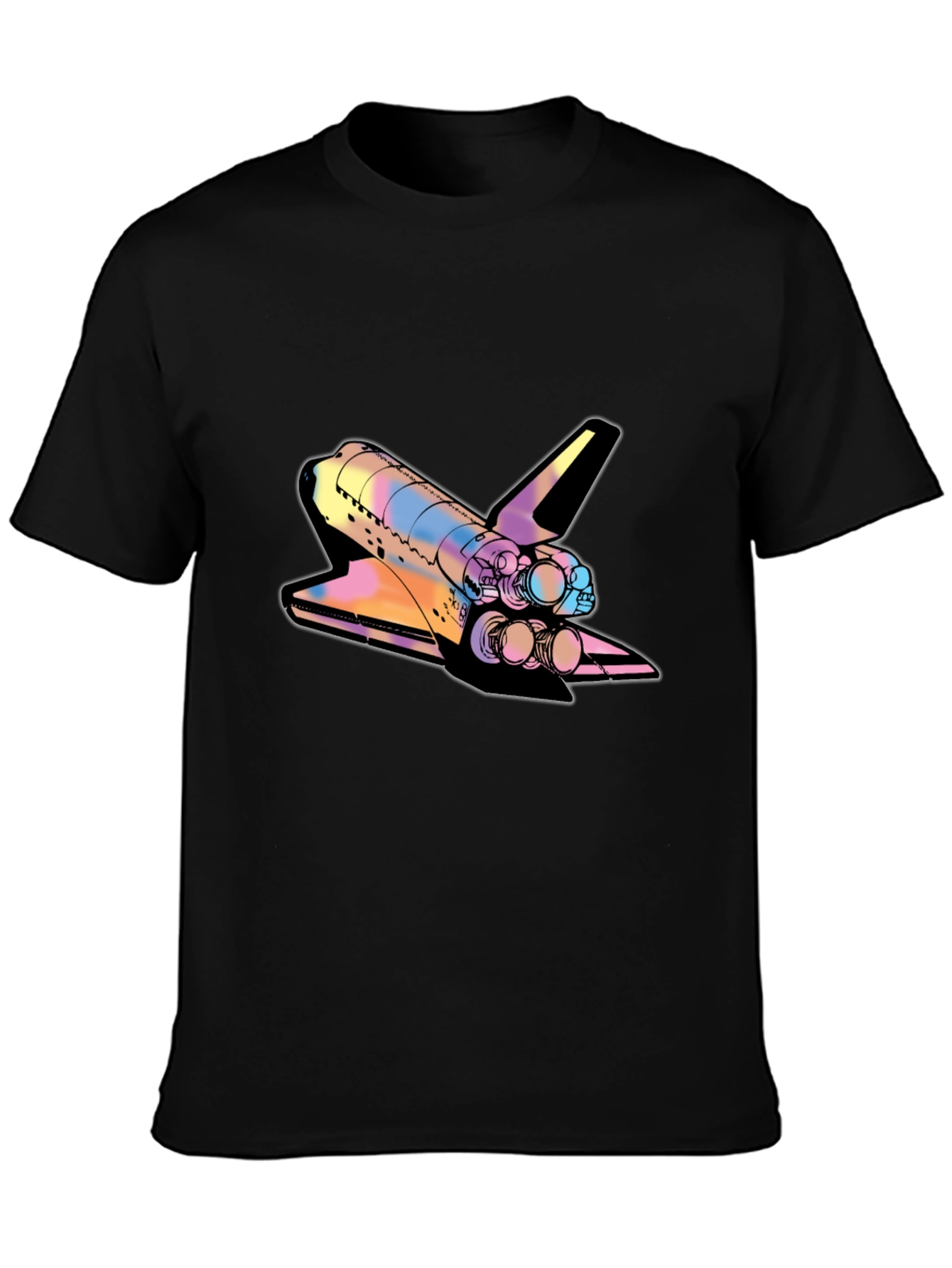 Space Shuttle Graphic Print Black Tee