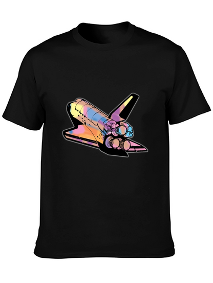 Space Shuttle Graphic Print Black Tee