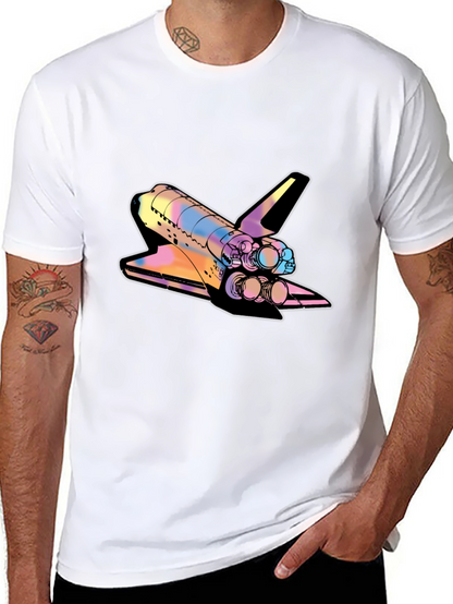Space Shuttle Graphic Print Black Tee