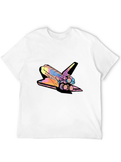 Space Shuttle Graphic Print Black Tee