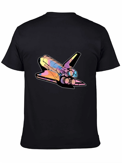 Space Shuttle Graphic Print Black Tee